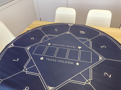 Poker Table Mat 8 Players Texas Hold'em Poker Mat 120cm Round Anti-Slip Rubber