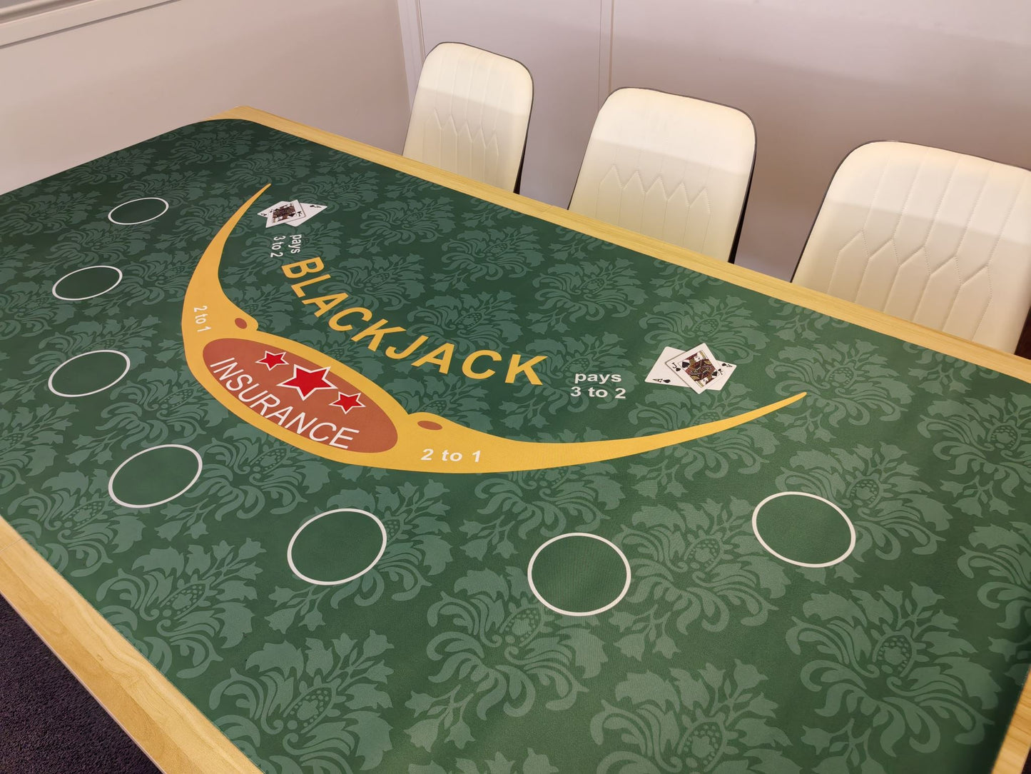Poker Table Mat 7 Players Blackjack Poker Mat 180cm *90 Anti-Slip Rubber