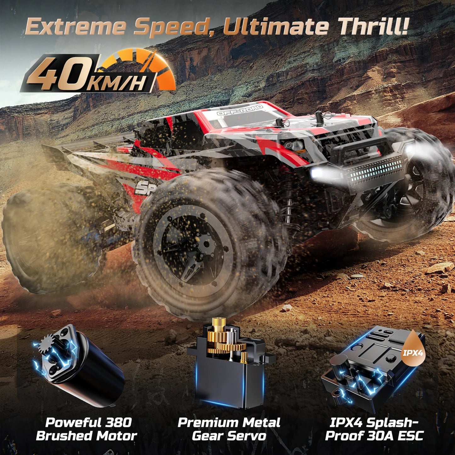 1/16 RC Car, 2.4Ghz Fast Remote Control Car 35+ MPH, 4WD off Road RC Truck Vehicle  Gifts for Adult and Boys