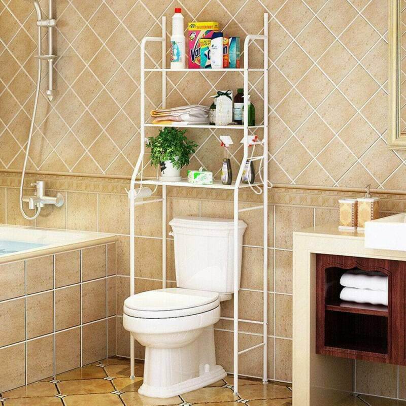 Bathroom shelf with hooks