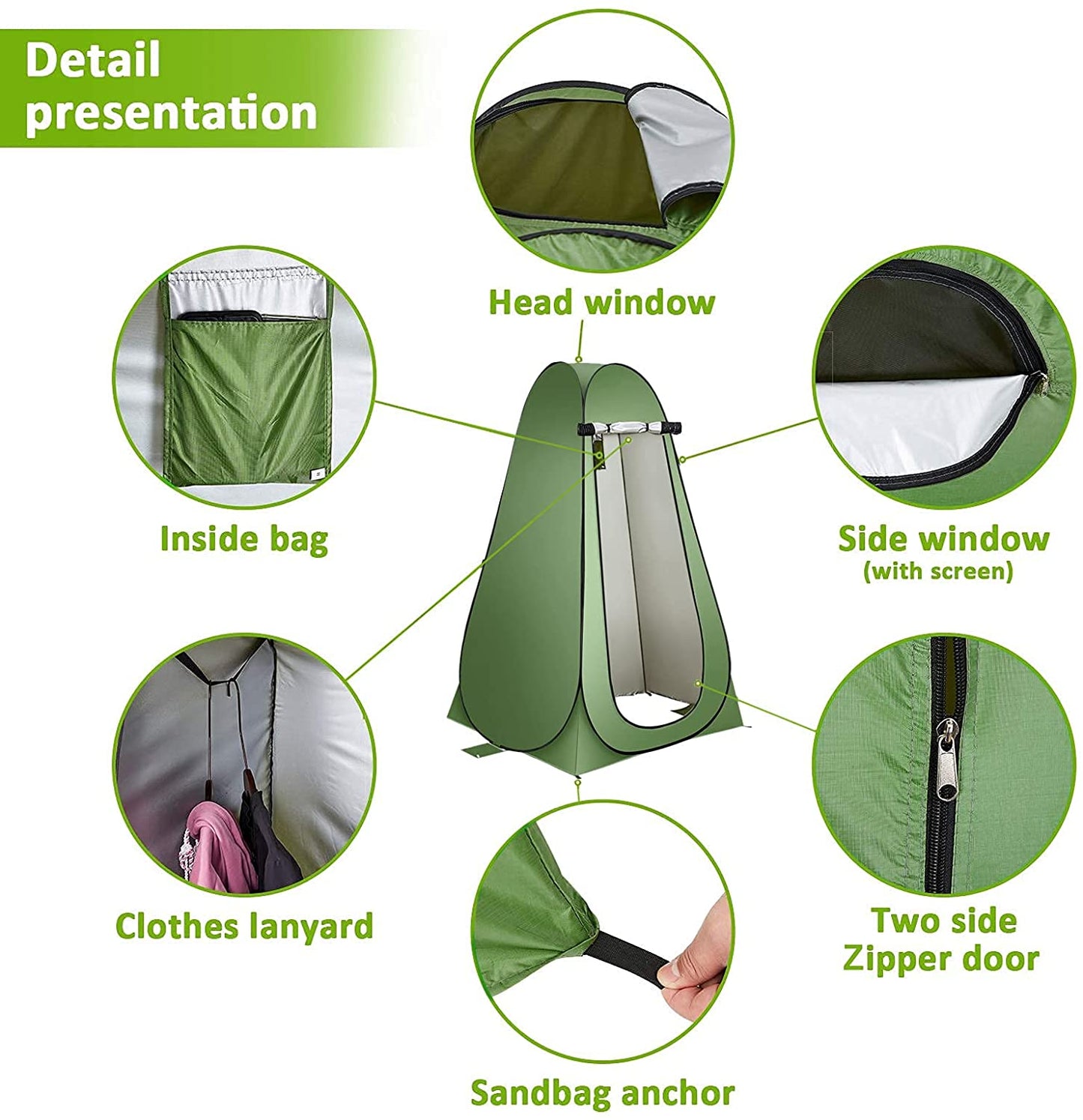 Privacy tent with clothesline