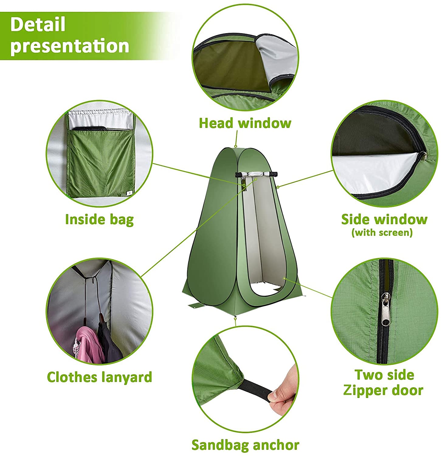 Privacy tent with clothesline