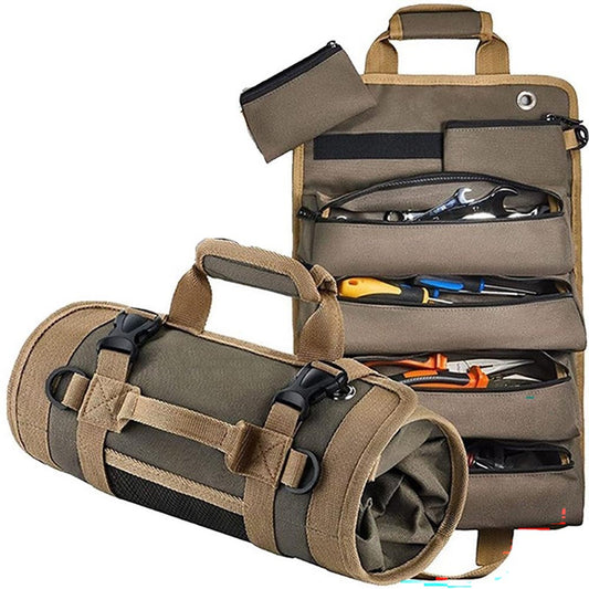 Roll up tool bag closed