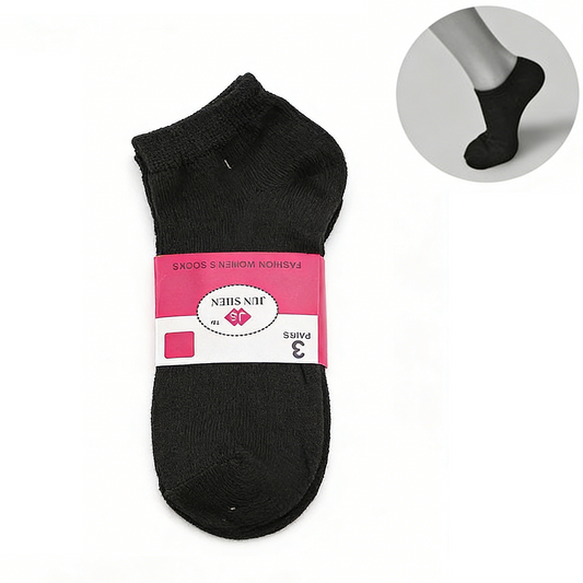 BLACK - (3 Pairs) Ankle Socks -  SIZE 7-11