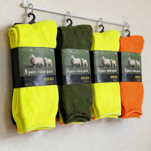 (12 Pairs) High Visible Safety Work Socks Cushioned Socks