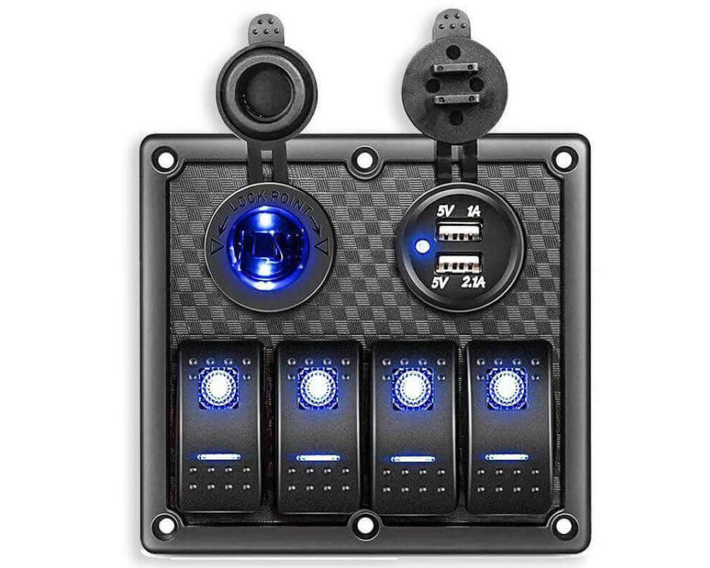 4 Gang Marine Boat Rocker Switch Panel