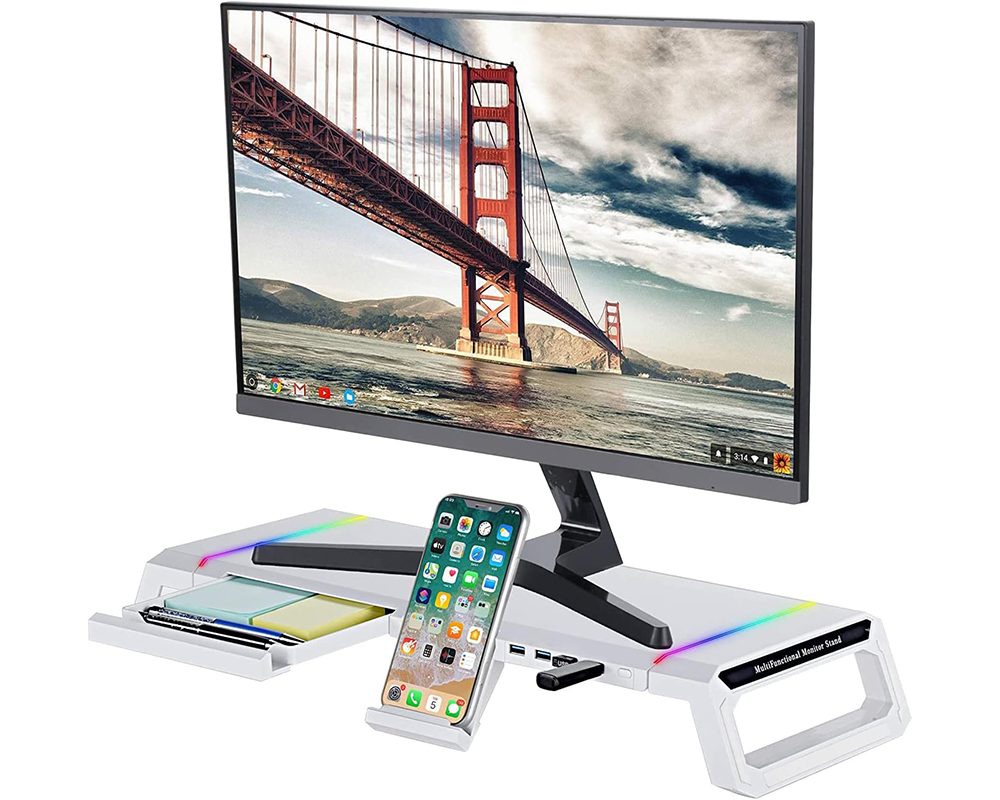 monitor stand with laptop