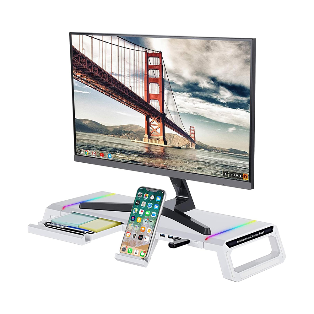 white monitor stand riser