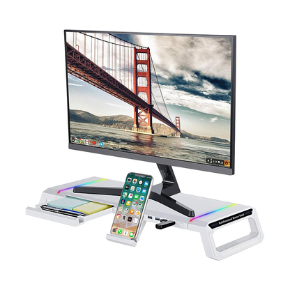 white monitor stand riser
