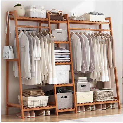 Bamboo wardrobe clothes rack