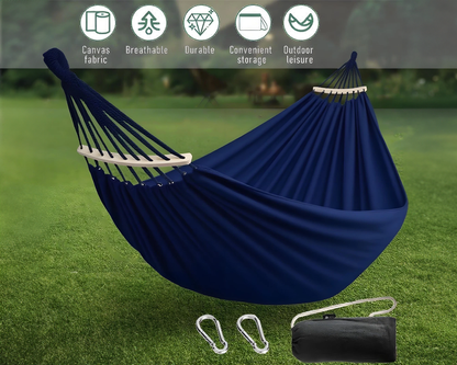 Hammock Double – Garden Cotton Hammock with Spreader Bar & Travel Bag 450lbs