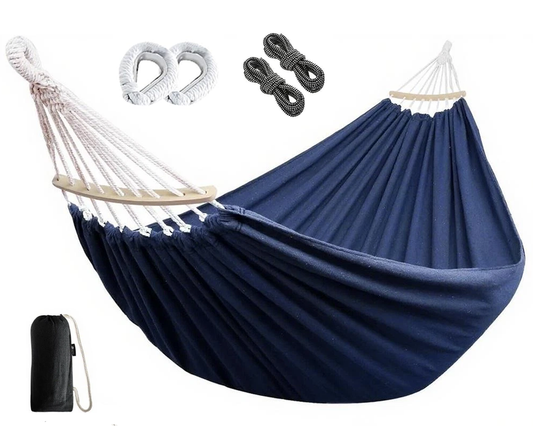 Hammock Double – Garden Cotton Hammock with Spreader Bar & Travel Bag 450lbs