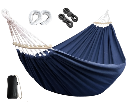 Hammock Double - Garden Cotton Hammock with Spreader Bar & Travel Bag 450lbs