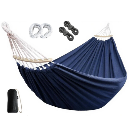 Hammock Double – Garden Cotton Hammock with Spreader Bar & Travel Bag 450lbs