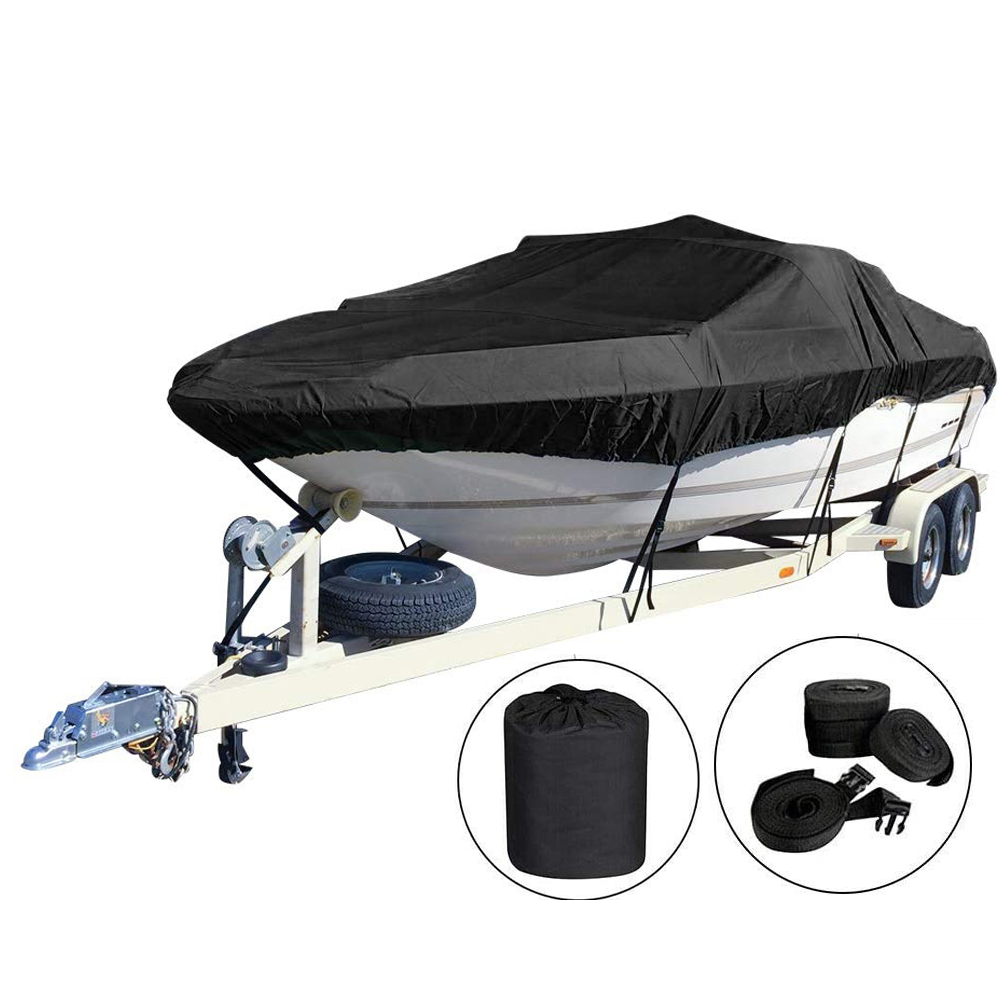Boat Cover Heavy Duty – 210D Black Trailerable Boat Cover for 16–18ft V-Hull