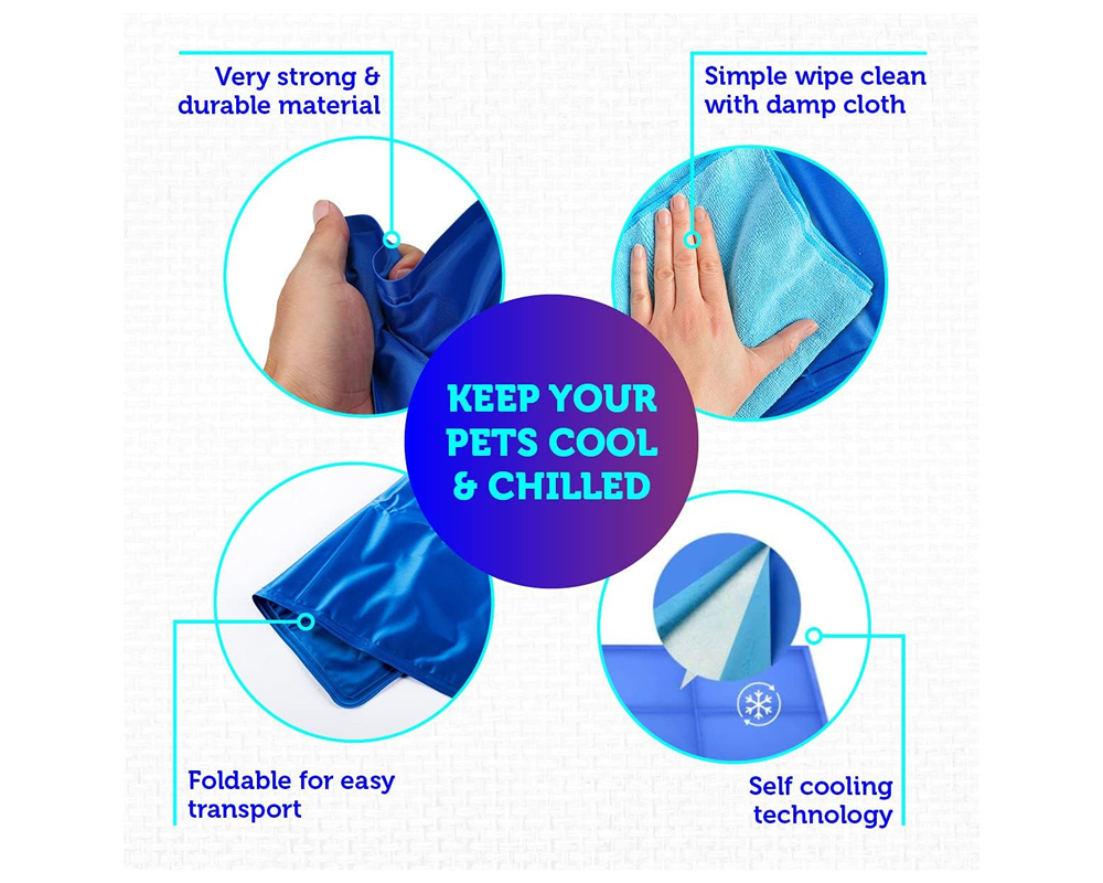 Pet Cooling Pad XXL – Gel Ice Mat for Dogs & Cats No Freezing Needed Blue