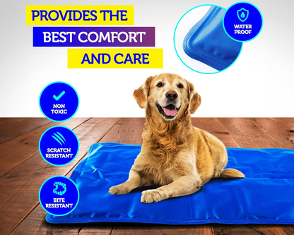 Pet Cooling Pad XXL – Gel Ice Mat for Dogs & Cats No Freezing Needed Blue
