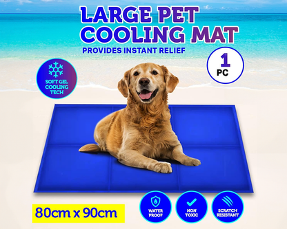 Pet Cooling Pad XXL – Gel Ice Mat for Dogs & Cats No Freezing Needed Blue
