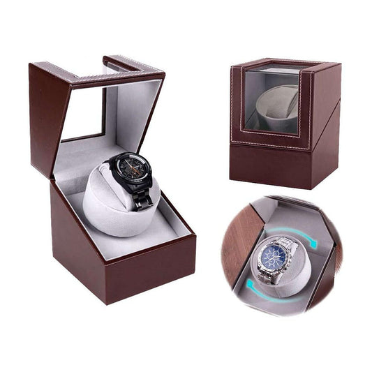 Automatic Quad Watch Winder Wood Display Box Motor Rotation Storage