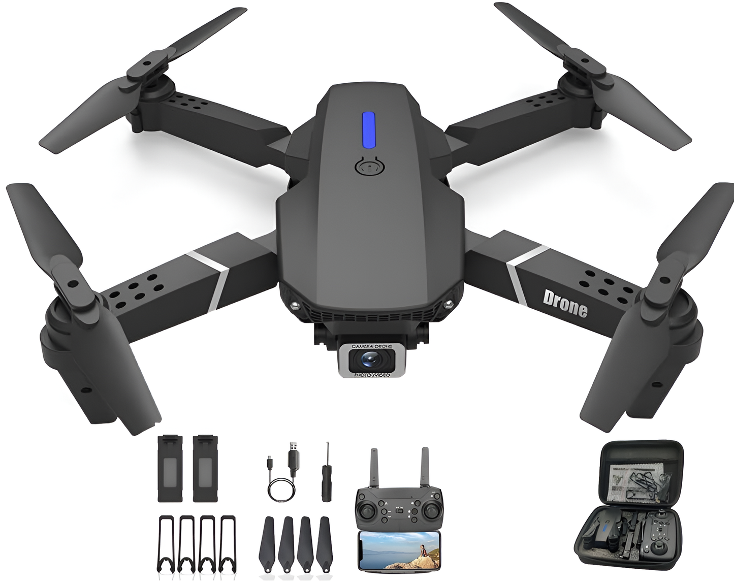 Drone with Camera - 4K HD Foldable Mini Quadcopter WiFi FPV RC Helicopter Black
