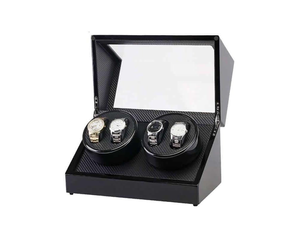 Automatic Quad Watch Winder Wood Display Box Motor Rotation Storage