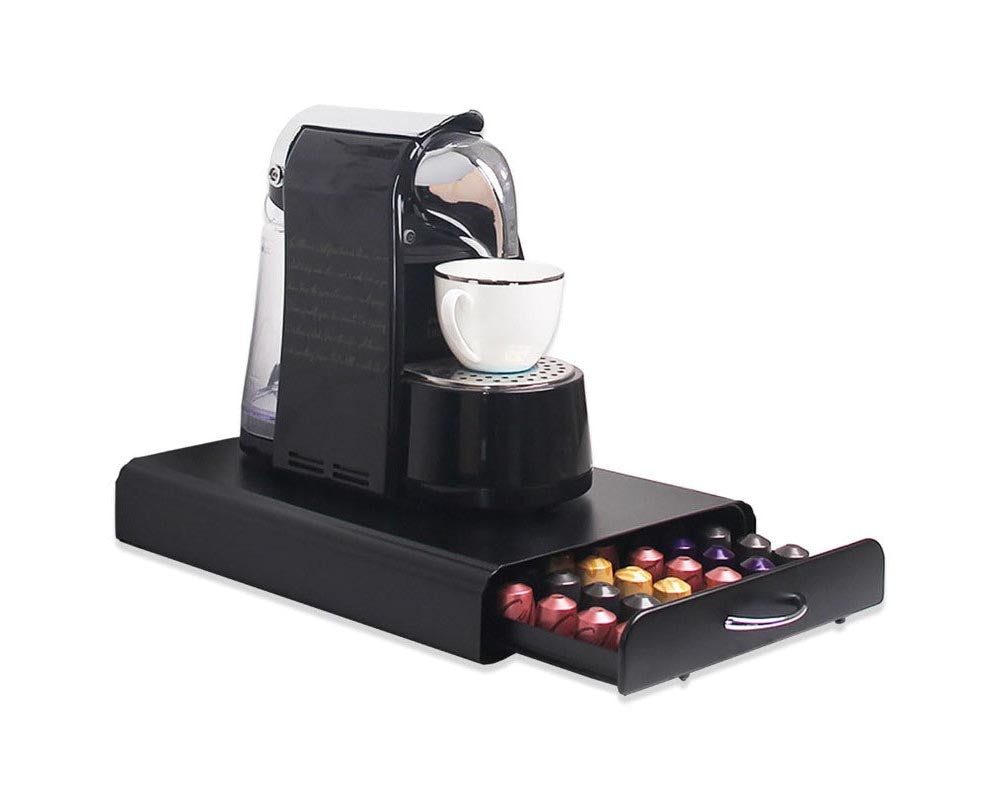 Nespresso Coffee Capsule Organiser Shelf Tray for 36 Pods Dolce Gusto Matte Black Pod Holder