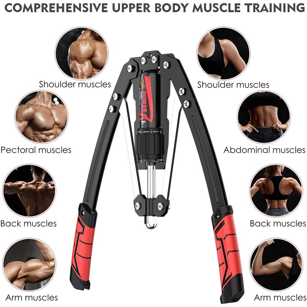 Adjustable arm power training machine