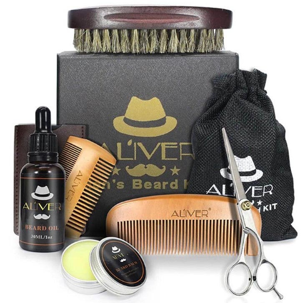Beard Grooming Kit Oil Balm Brush