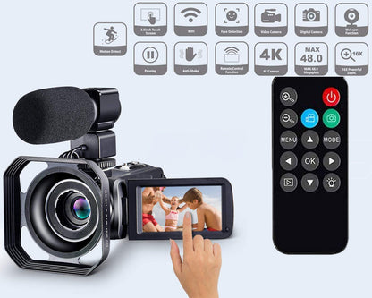 Wifi Video Camera 4K Camcorder Portable