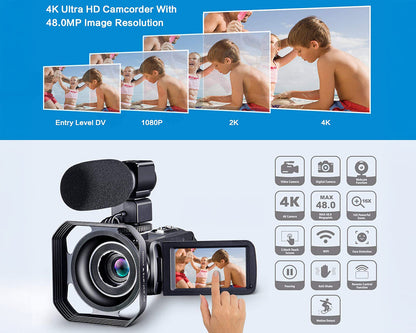 Wifi Video Camera 4K Camcorder Portable