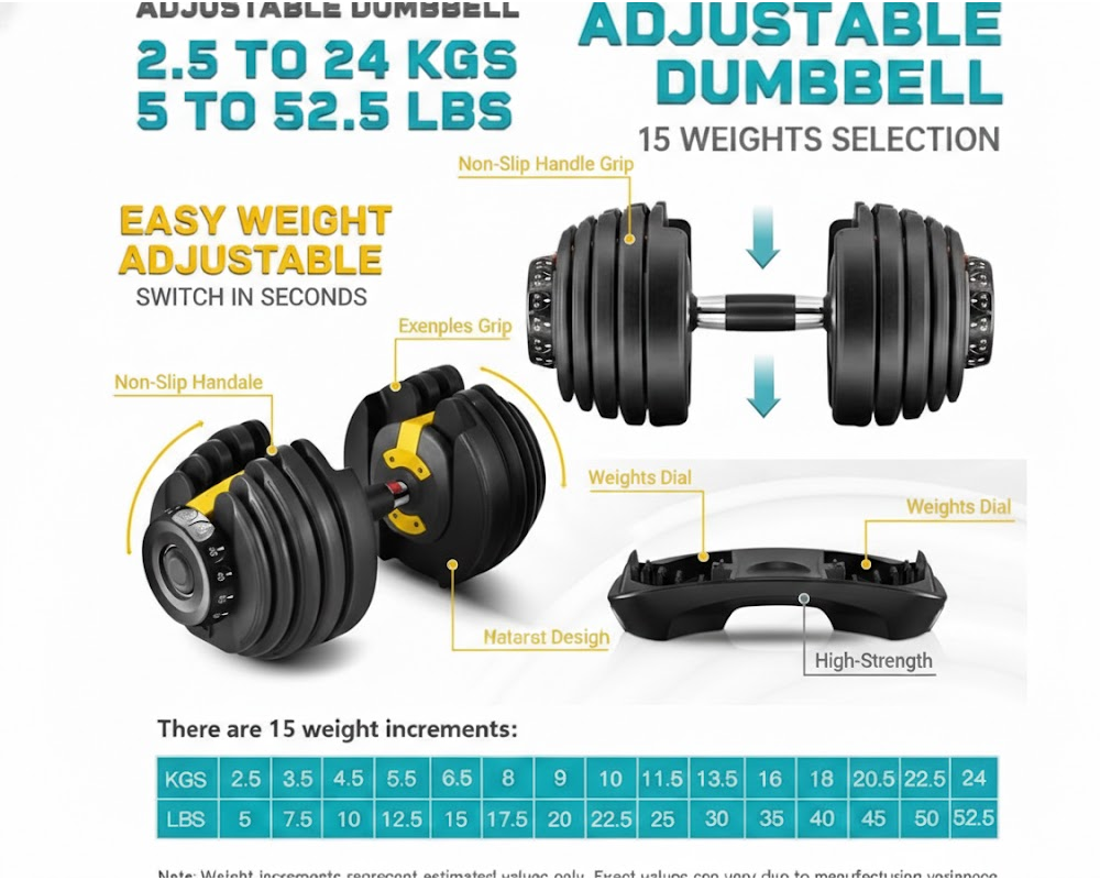 Adjustable dumbbells 24Kg