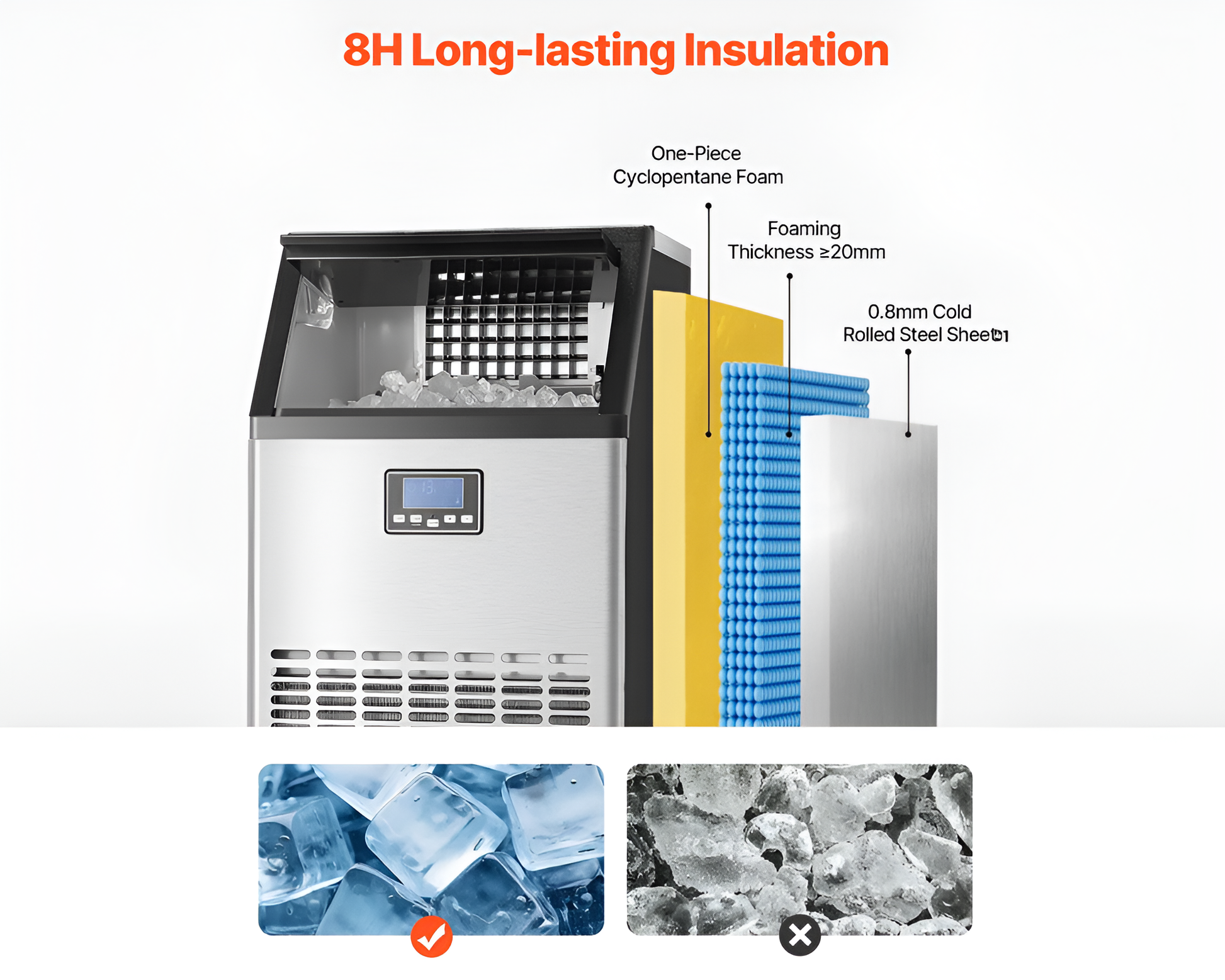 Ice maker stainless steel cover