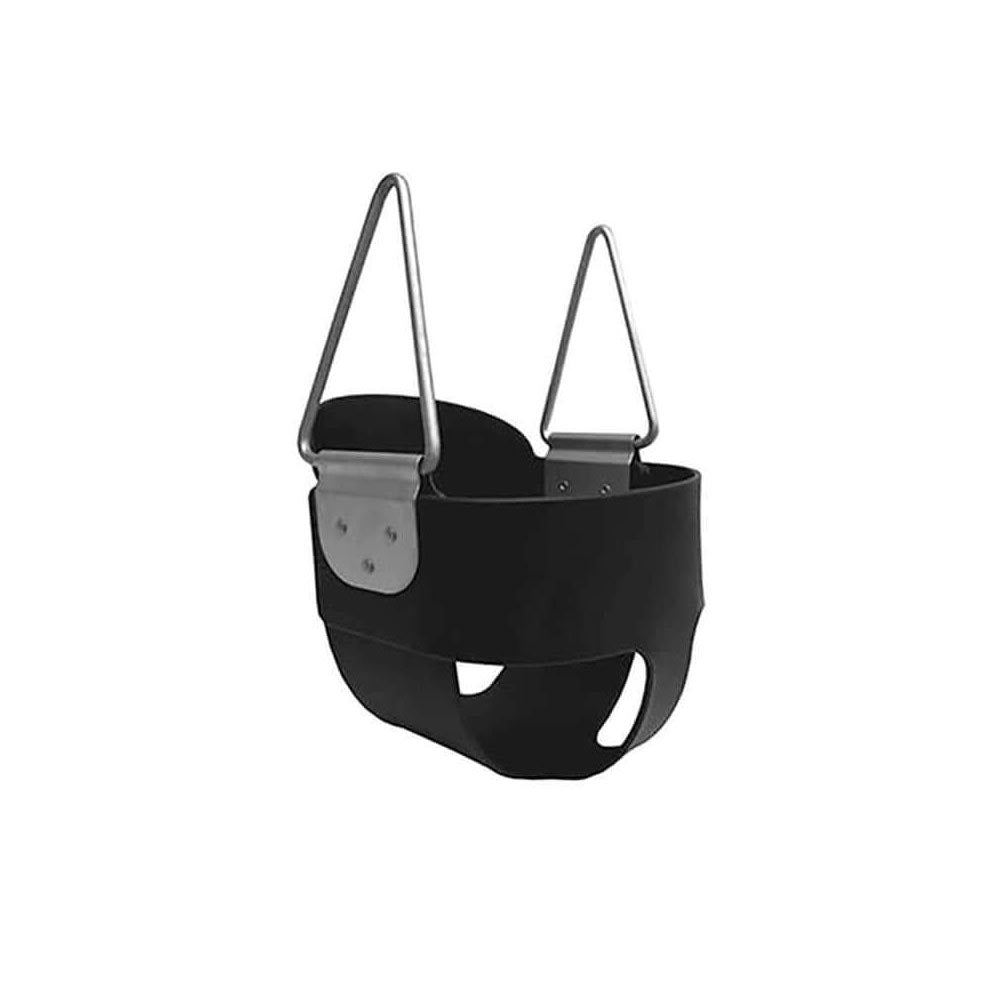 Black bucket swing full view