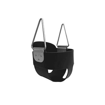 Black bucket swing full view