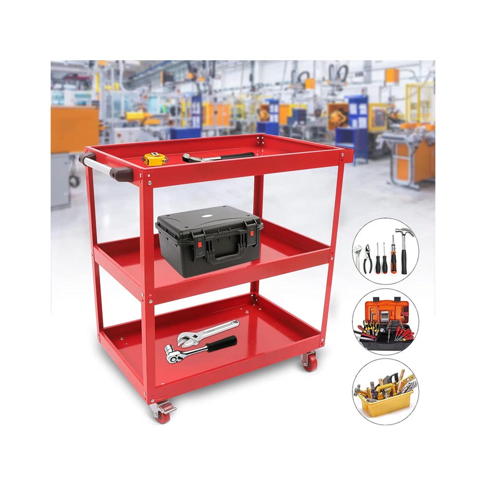 steel tool cart trolley red
