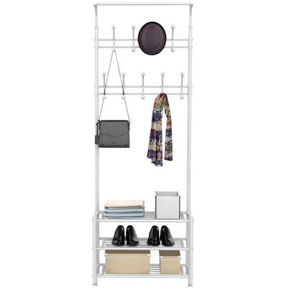 Metal coat rack with hooks