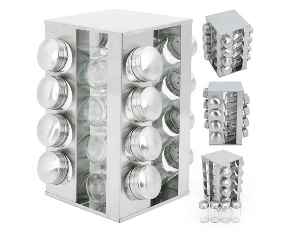 Spice Rack Stand Carousel Rotating Spice Rack Stand Glass 16 Jars
