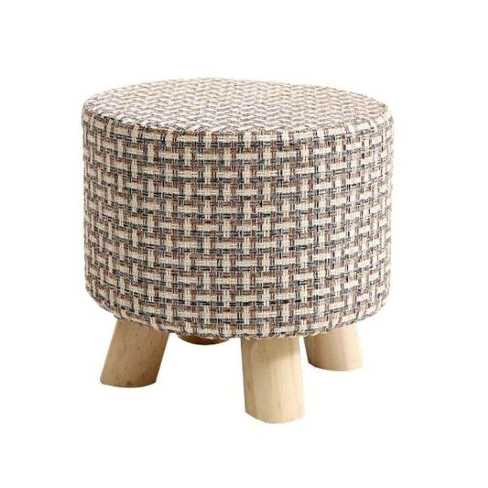 Round ottoman footstool gray