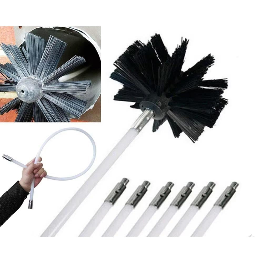 Flexible chimney brush rods set