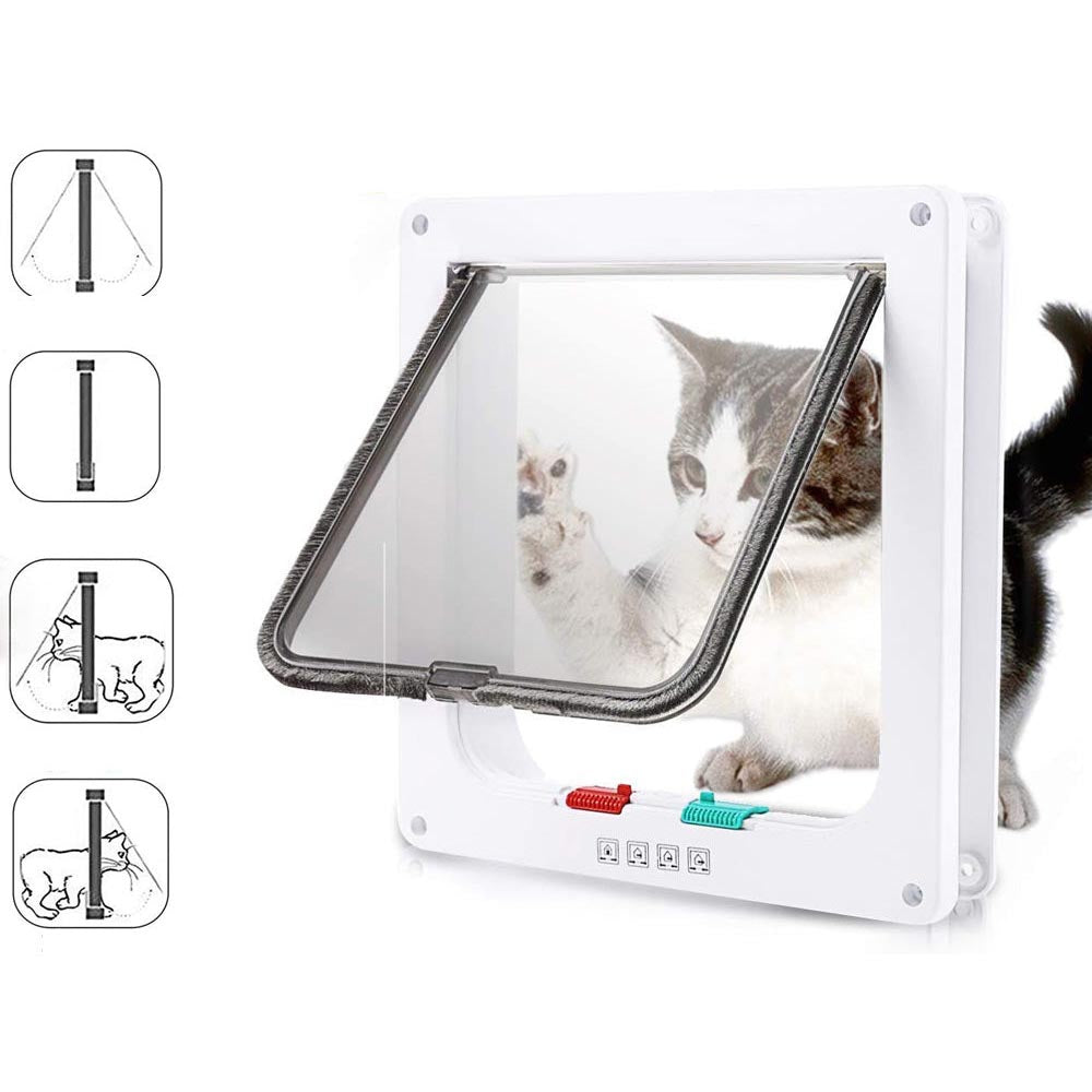 Large cat door with locking flap