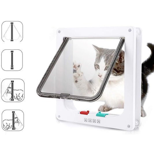 Large cat door with locking flap