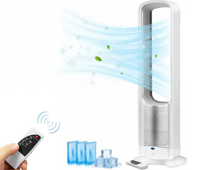 silver bladeless tower fan