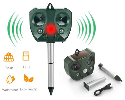 Ultrasonic Solar Powered Insect Animal Repeller Pir Dog Cat Scarer