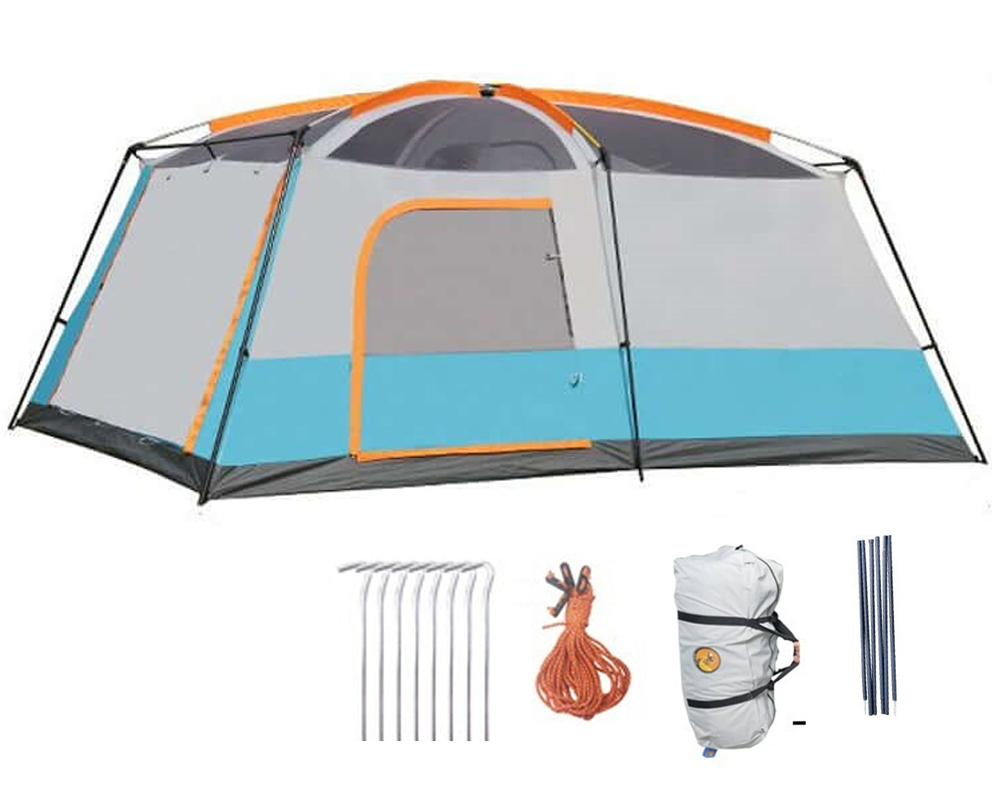 Family camping tent in nature
