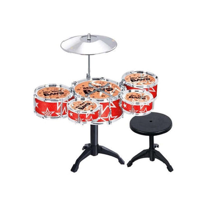 Jazz Rock Drum Set Kids Toys Drums Cymbal Stool Sticks Black