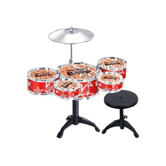 Jazz Rock Drum Set Kids Toys Drums Cymbal Stool Sticks Black