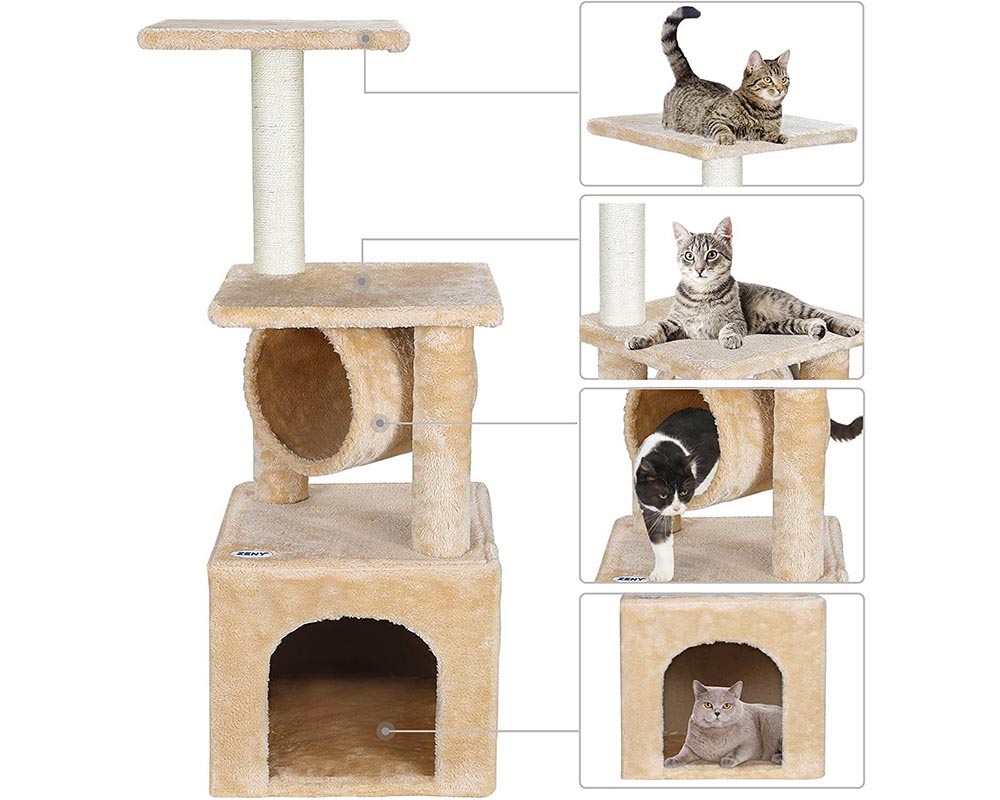 Cat tree with scratching poles