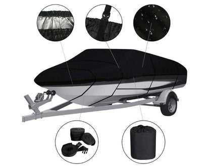 Boat Cover Heavy Duty – 600D Black Trailerable Boat Cover for 16–18ft V-Hull
