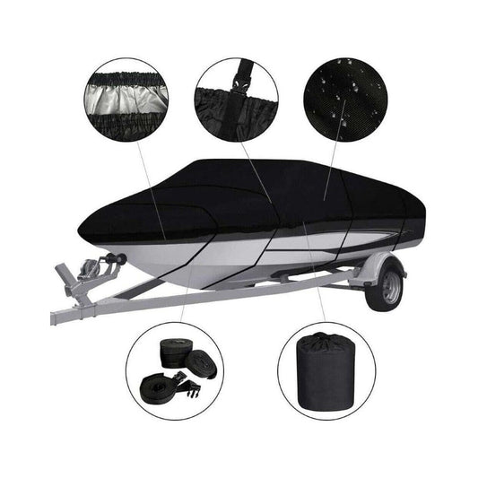 Boat Cover Heavy Duty – 600D Black Trailerable Boat Cover for 16–18ft V-Hull