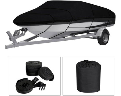 Boat Cover Heavy Duty – 600D Trailerable Boat Cover Black 12–14ft V-Hull